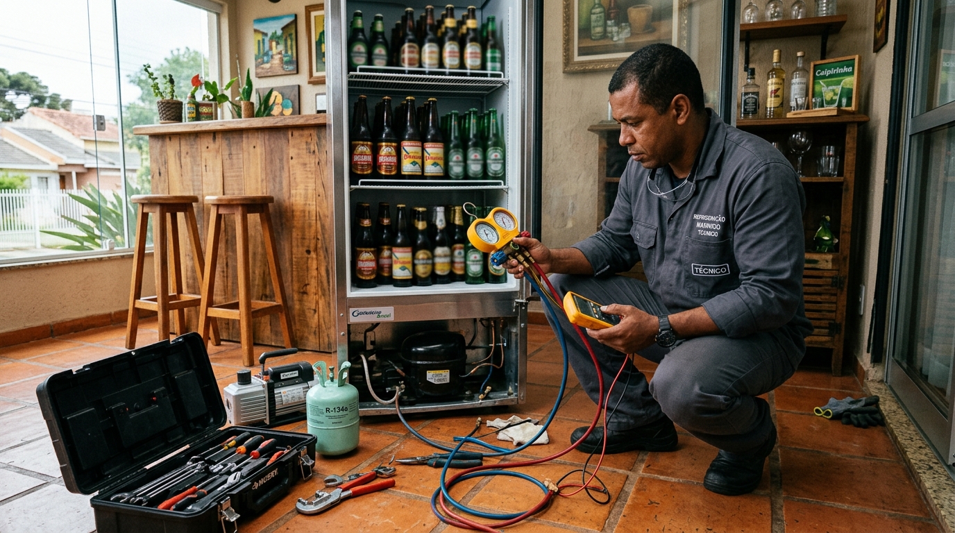 Técnico de conserto de cervejeira em residência em São Bernardo do Campo‑SP